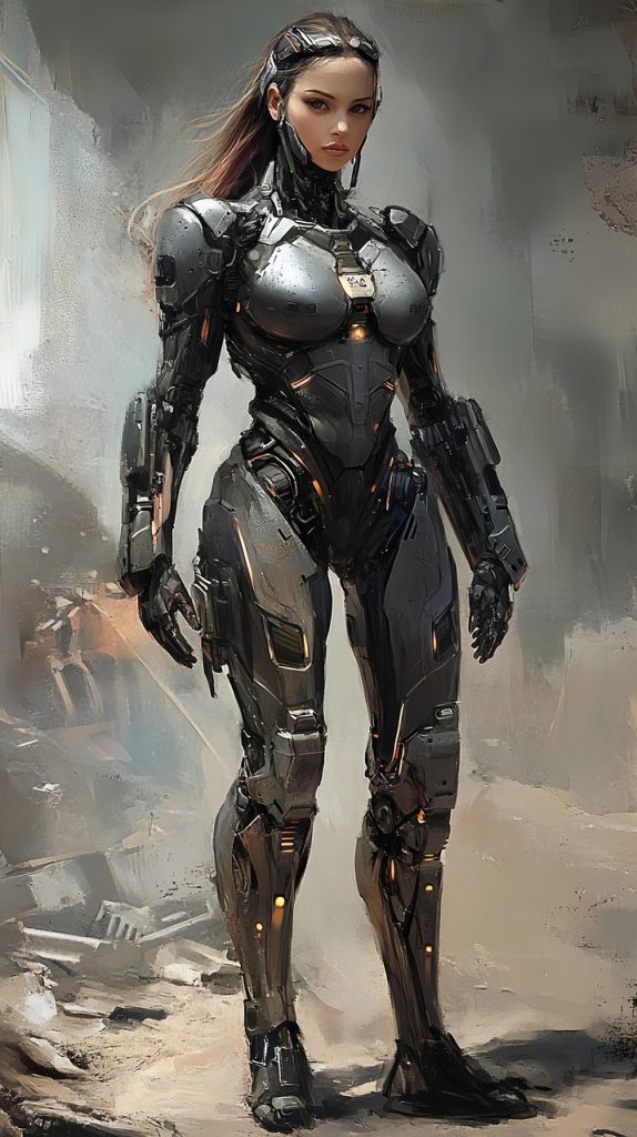 ai generated, robot, woman, warrior, android, sci-fi, futuristic, science fiction, soldier