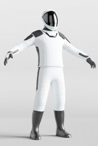 a person in a white suit and black boots
