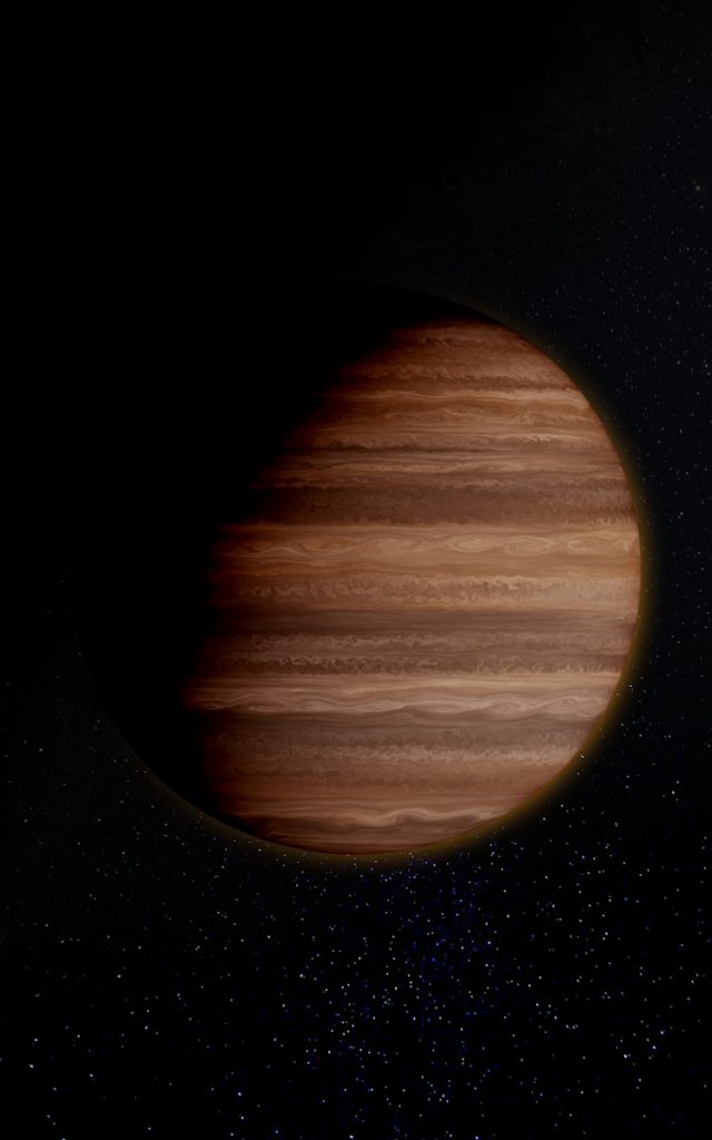 a close up of a planet with stars in the background